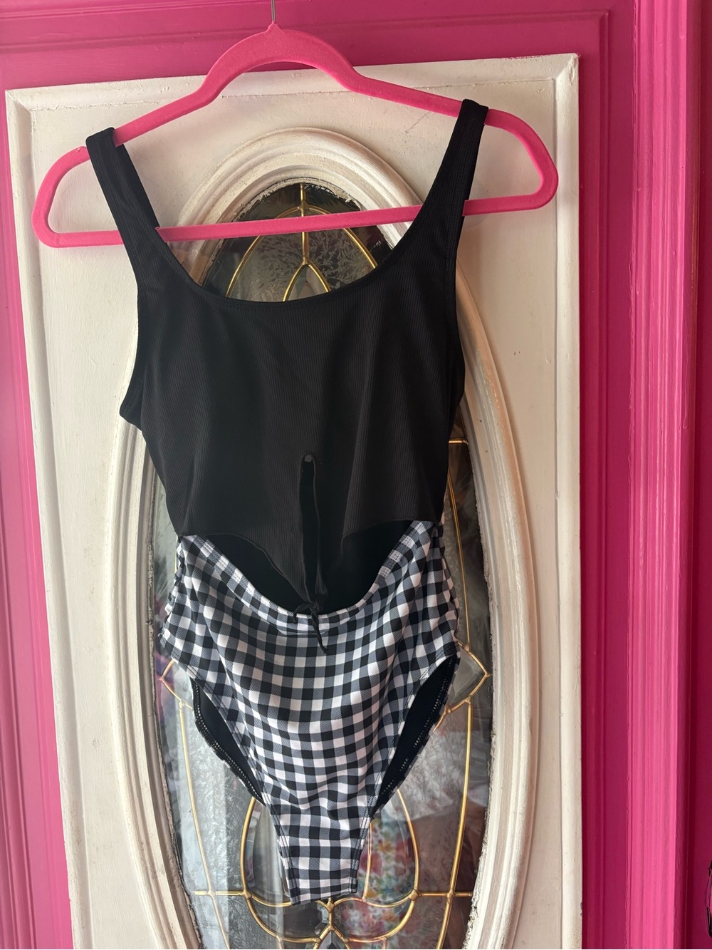 Navy & navy/White Gingham One-Piece Swimsuit